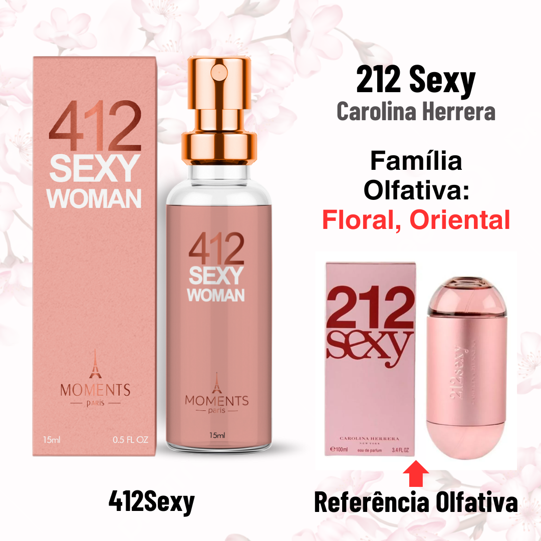 Perfume Feminino 412 Sexy Woman 15ml - Inspiração 212 Sexy Carolina Herrera