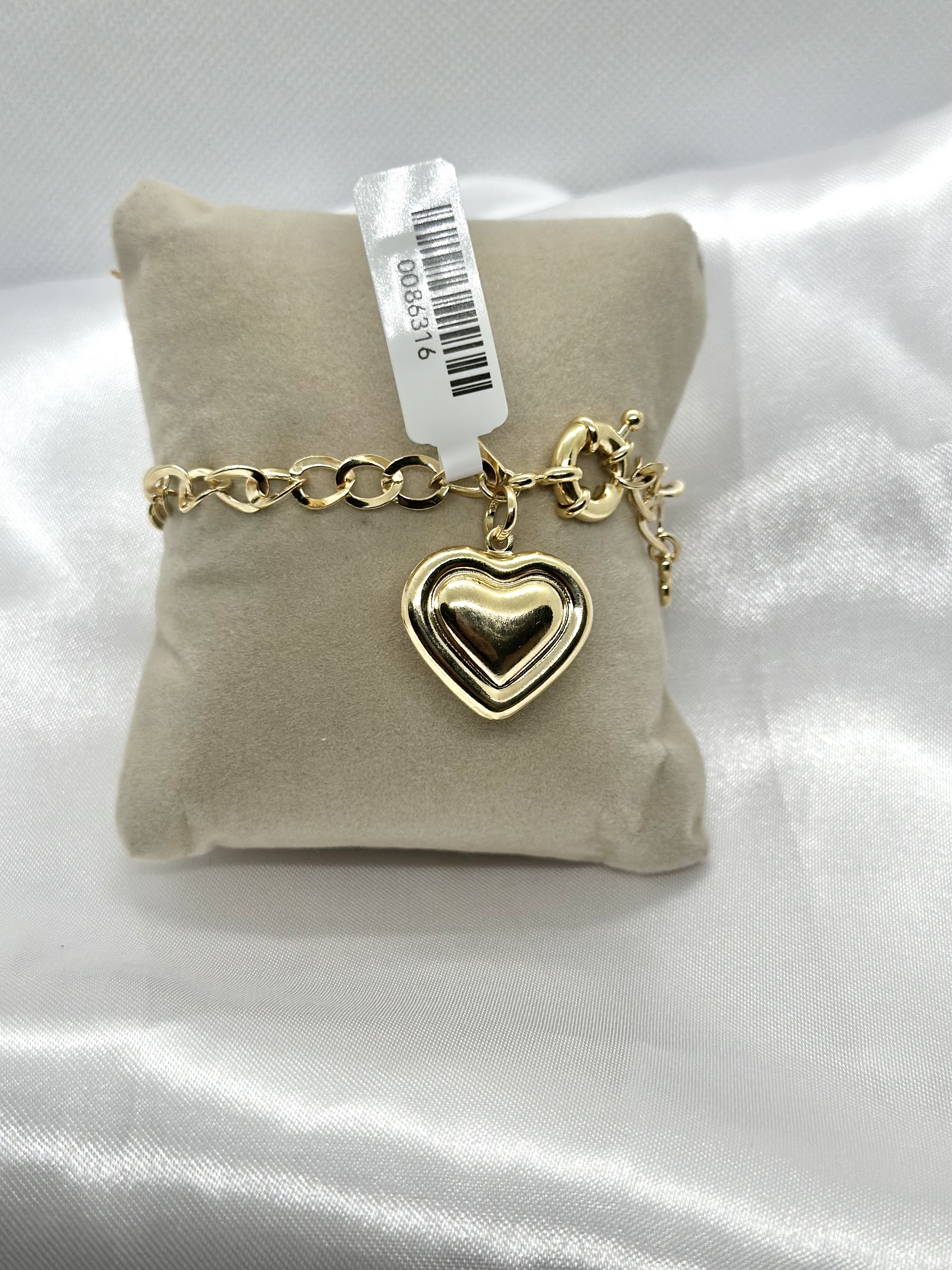 Pulseira grumet coração 02, 18cm